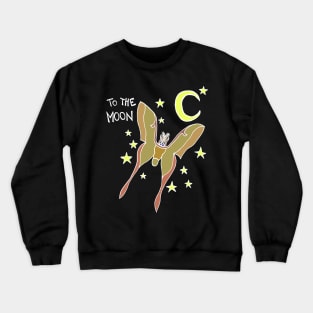 Chinese Moon Moth (Actias Ningpoana) Flying To The Moon (White) Crewneck Sweatshirt